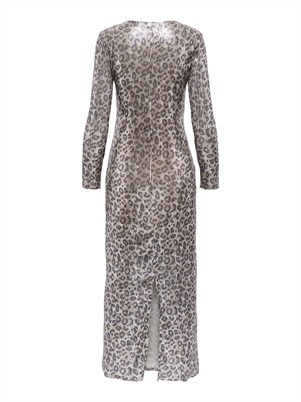 JDYLeona Sequin Lang Kjole - Brown Rice/Leopard